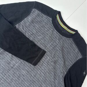 Smartwool Merino 250 Mens Small Base Layer Top Black Grey Wool Thermal Shirt